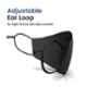 Arcatron 10 Pcs 3 Layer Polyester Black Washable Face Mask Set with Adjustable Ear Loop, MK-ULT-M-B10, Size: Medium