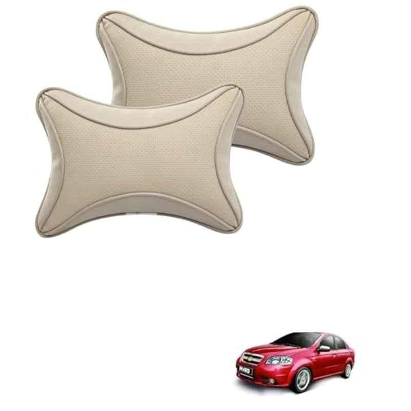 Kozdiko 2 Pcs Memory Foam & Polyester Beige Dots Car Neck Rest Pillow Set for Chevrolet Aveo, XNVJVHGJFH40