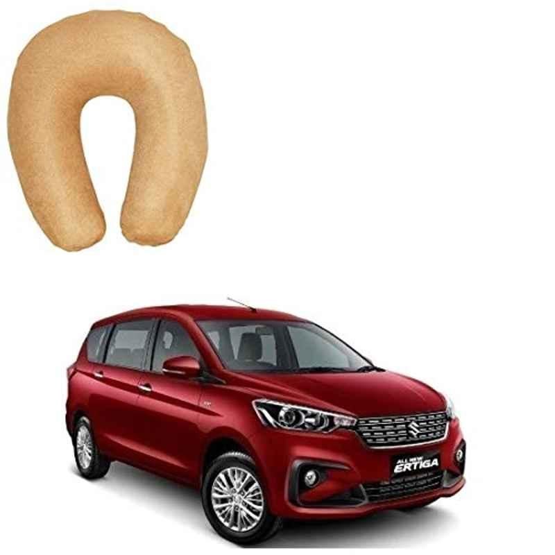 Kozdiko Velvet Beige U-Shape Travel Neck Rest Cushion Pillow for Maruti Suzuki Ertiga (Nov 2018-present), Koz-50359