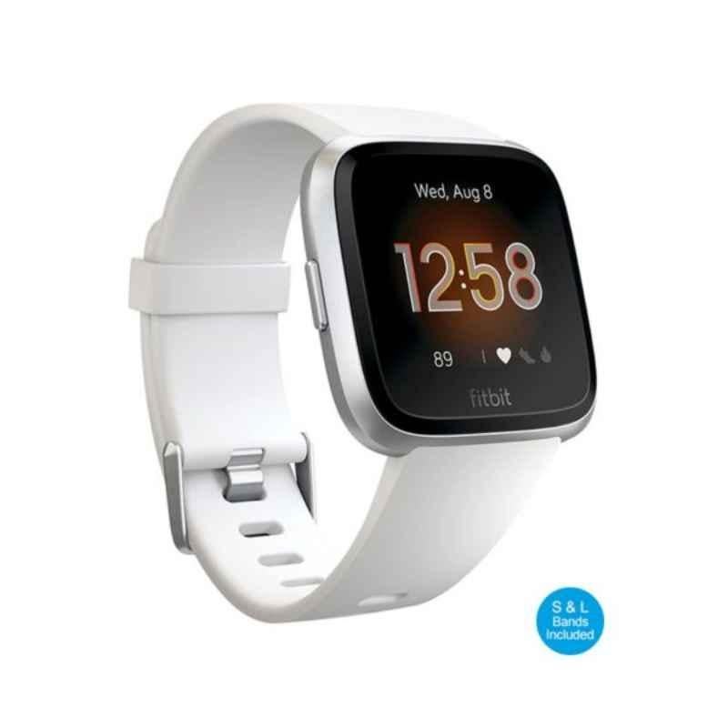 Fitbit Versa Lite Edition Aluminium White & Silver Smart Watch, FB415SRWT