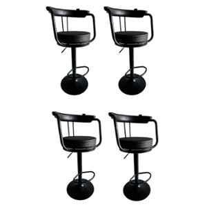 P P Chair Metal Chrome Finish Black Adjustable Height Bar Stool (Pack of 4)