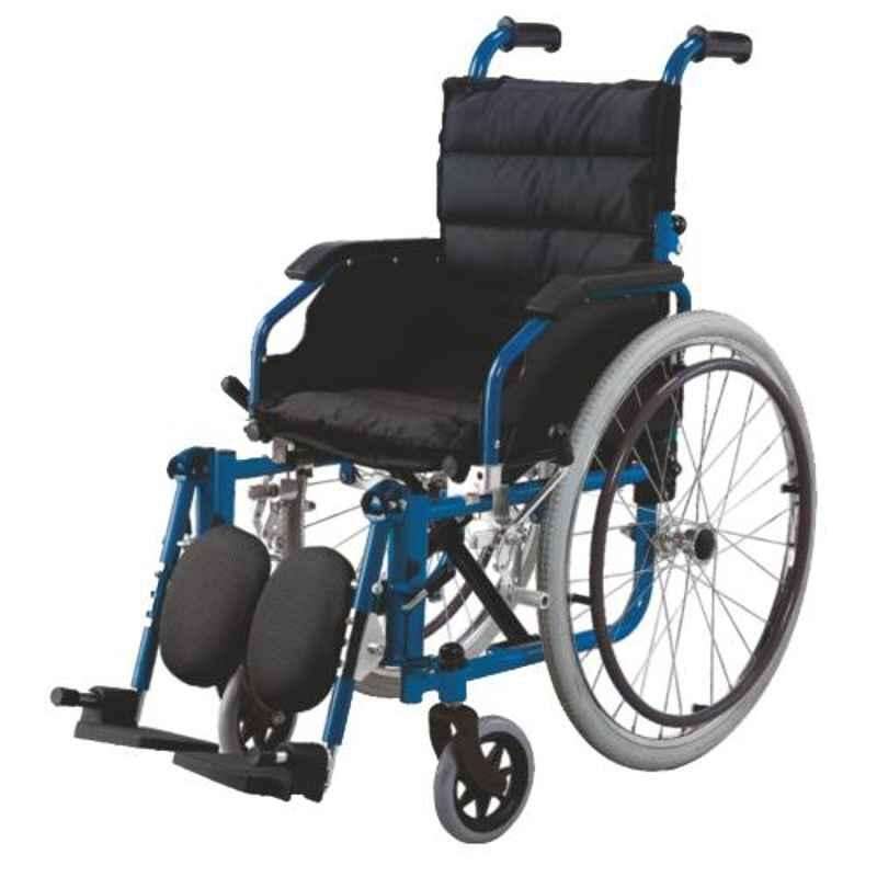 Easycare 100kg Italian Blue Aluminum Children Wheelchair with Foldable Backrest, EC980AC-35