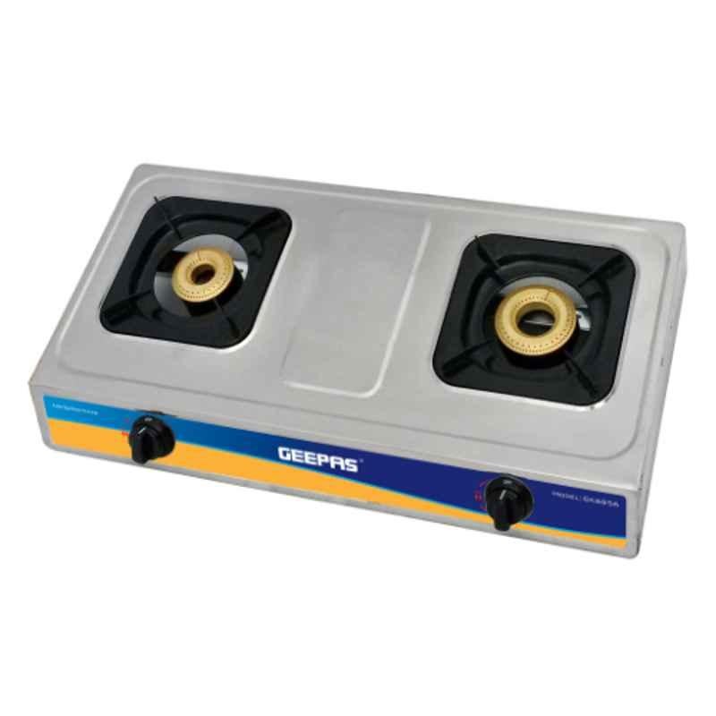 Geepas Stainless Steel & Cast Iron 2 Burner Gas Hob, GK6856