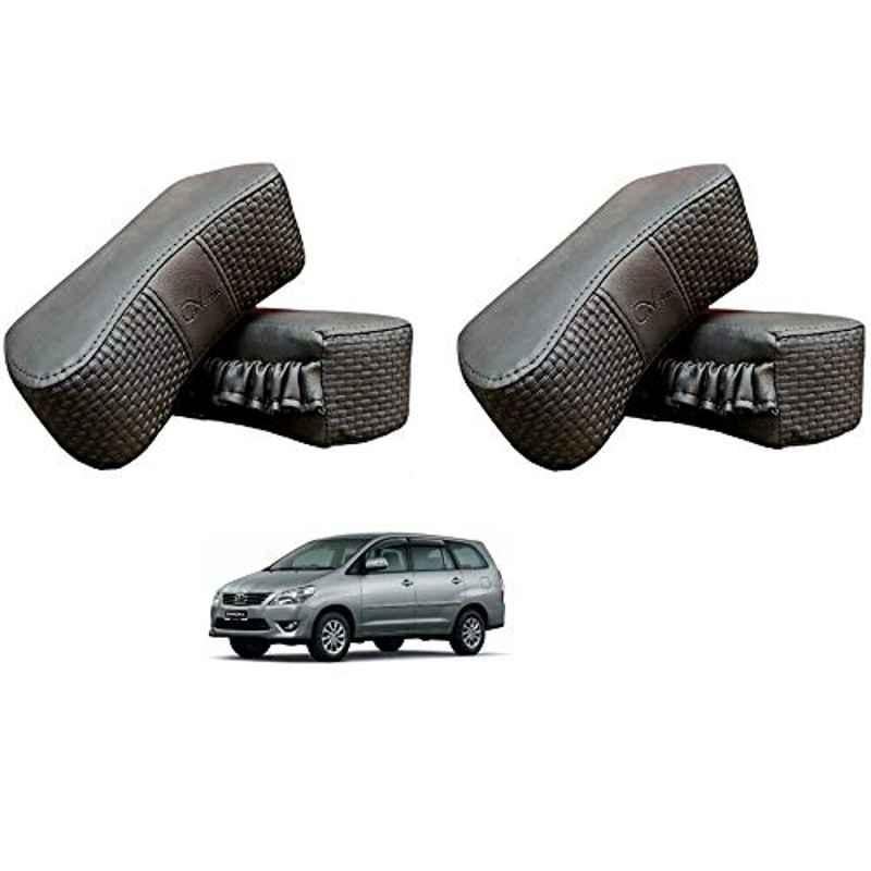 Kozdiko 4 Pcs CV Designer Grey Leatherite Neck Rest Car Cushion Pillow Set for Toyota Innova