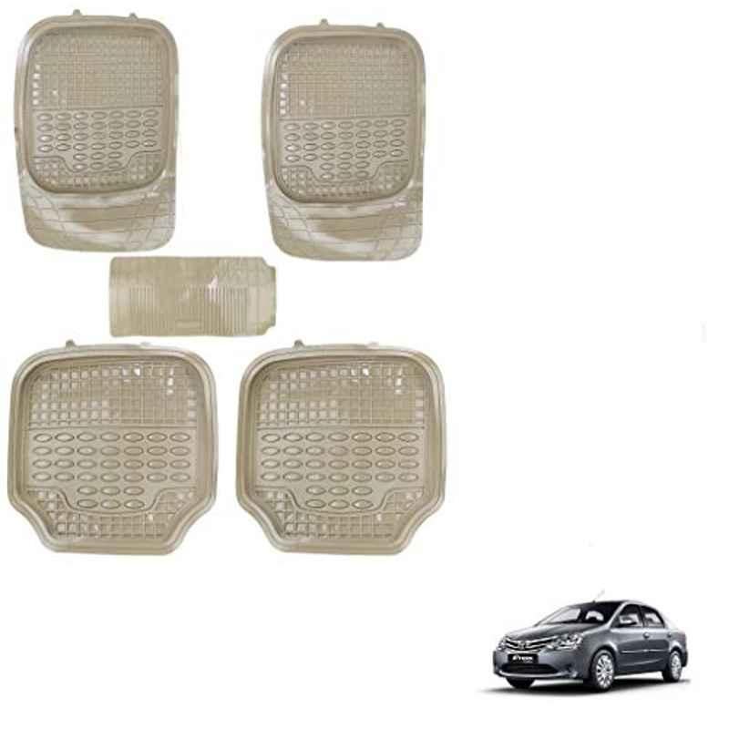 Kozdiko 5 Pcs 4G Beige Rubber & PVC Heavy Car Foot Mat Set for Toyota Etios, koz_81121