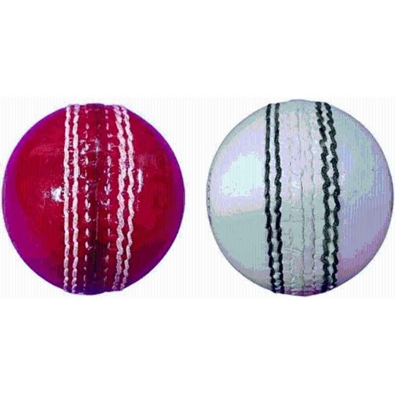 HTM Red & White Leather ball combo Pack Cricket Leather Ball (Standard) (Pack of 2)