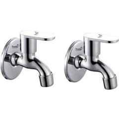 Prestige Opal Stainless Steel Chrome Finish Bib Cock with Wall Flange (Pack of 2)