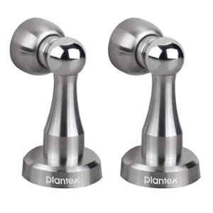 Plantex Stainless Steel 360 Matt Finish Degree 4 inch Door Magnetic Stopper for Home/Wall and Floor Mounted Soft-Catcher to Hold Wooden/Glass/PVC Door Stops (Pack of 2)