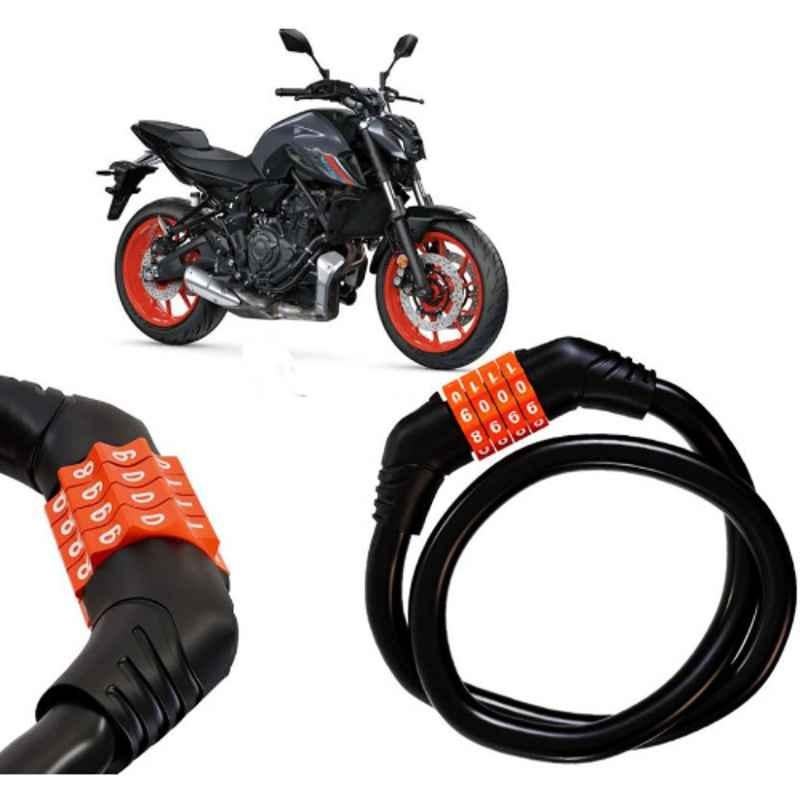 Auto Pearl Black & Orange 4 Digit Anti-Theft Combination Number Lock for MT 07