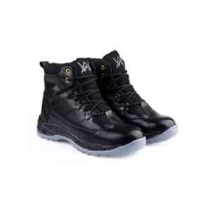 Woakers Classic Leather Steel Toe Black Work Safety Shoes, WKS-SAFTEY-007, Size: 10