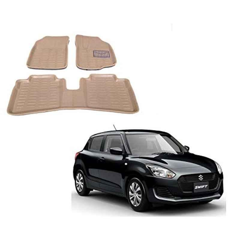 Kozdiko 3D Beige Car Foot Mat Set for Maruti Suzuki Swift 2018, koz_88162