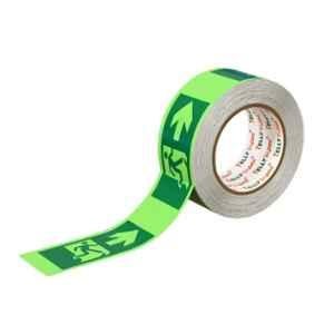 Telly Safety 5m 50mm PET Photoluminescent Green Glow-in-the-Dark Right Arrow Running Man Floor Marking Safety Tape