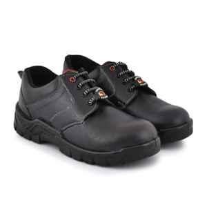 Dyke Reg Red Leather Steel Toe Black Work Safety Shoes, Size: 6