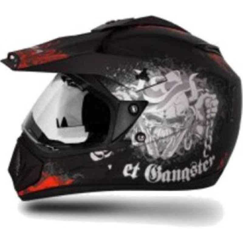 Vega Off Road Black & Orange Motocross Motorbike Helmet, Size (L, 580 mm)