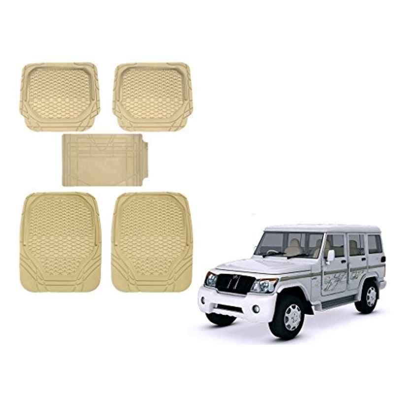 Kozdiko 5 Pcs 8855TW Beige Car Foot Mat Set for Mahindra Bolero XL, koz_40698