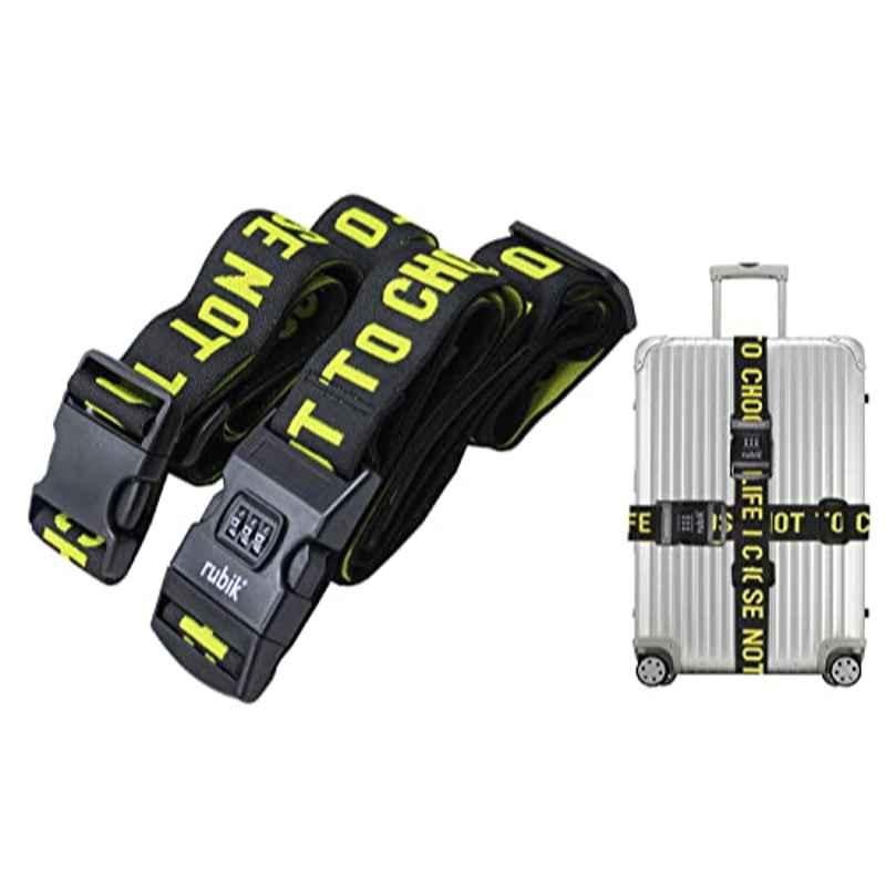 Rubik 210x5cm Black Luggage Strap Belt, RBLSTWLCL2 (Pack of 2)