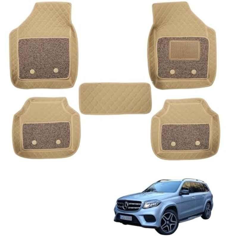 Kozdiko 5 Pcs Waterproof & Luxury 7D Beige Leatherette Car Floor Mats Set for Mercedes Benz GLS-Class