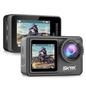 AUSHA 48MP 5K Action Camera with Dual Touch Screens, 30m Underwater Waterproof & 170 degree Wide-Angle Lens