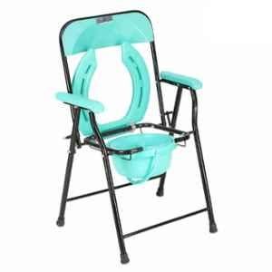 Medsor Impex Folding Commode Chair with Plastic Seat for Old People, Pregnant Women & Disabled Individuals