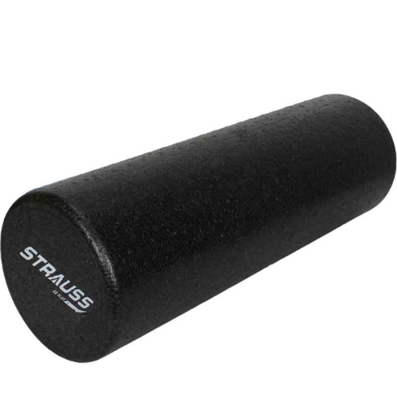Strauss 45cm Rubber & EVA Black High Density Yoga Foam Roller, ST-2217