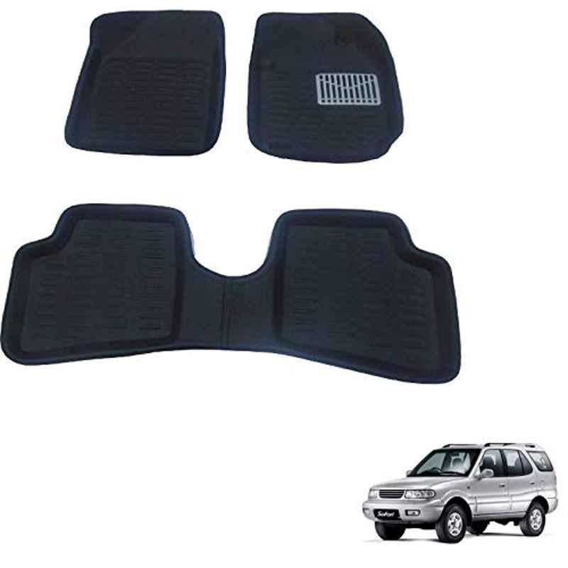 Kozdiko Thermoplastic Elastomer Black 3D Car Floor Mat Set for Tata Safari Dicor, Koz-88244