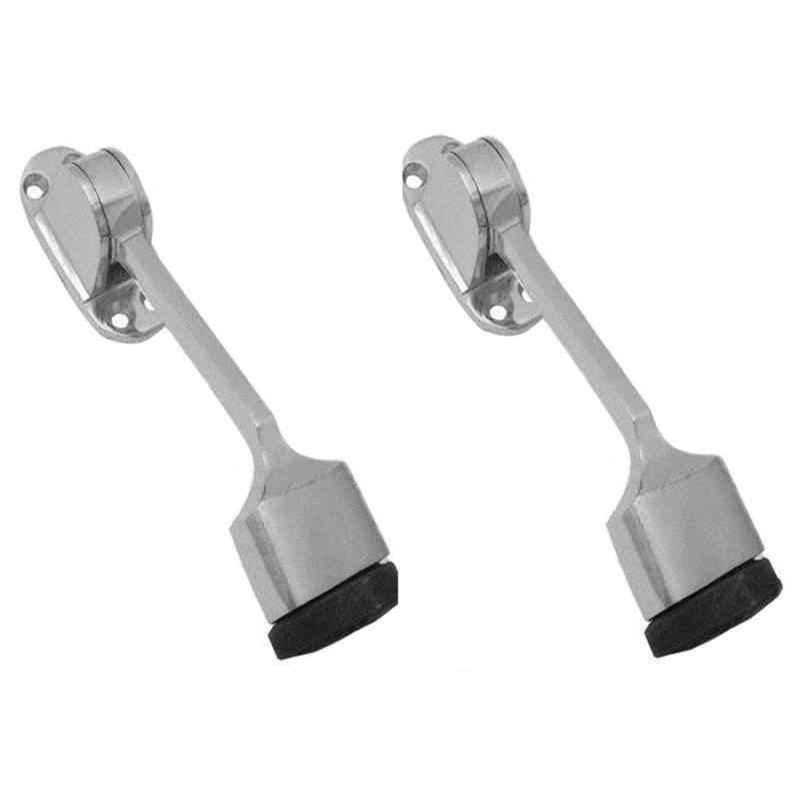 Smart Shophar 5 inch Aluminium Alloy Silver Vanilla Door Stopper, SHA30ST-VANI-SL05-P2 (Pack of 2)