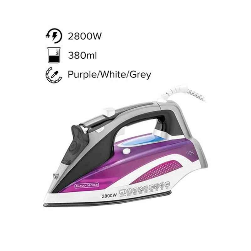 Black & Decker 2800W Plastic Purple & White Digital Steam Iron, X2250-B5