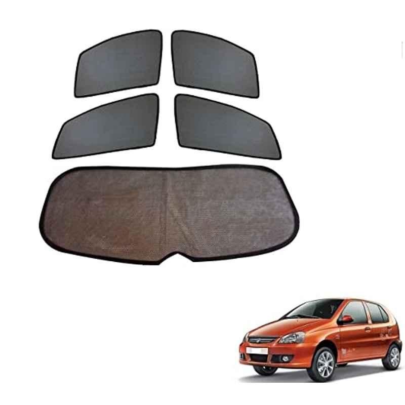 Kozdiko 4 Pcs Black Car Half Magnetic Sunshade Set with Dicky Curtain for Tata Indica