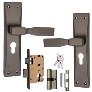 ATOM 203mm Alloy Steel Black Matt Finish Mortise Door Lock Set, MH-O57-CY-BLK-BSK