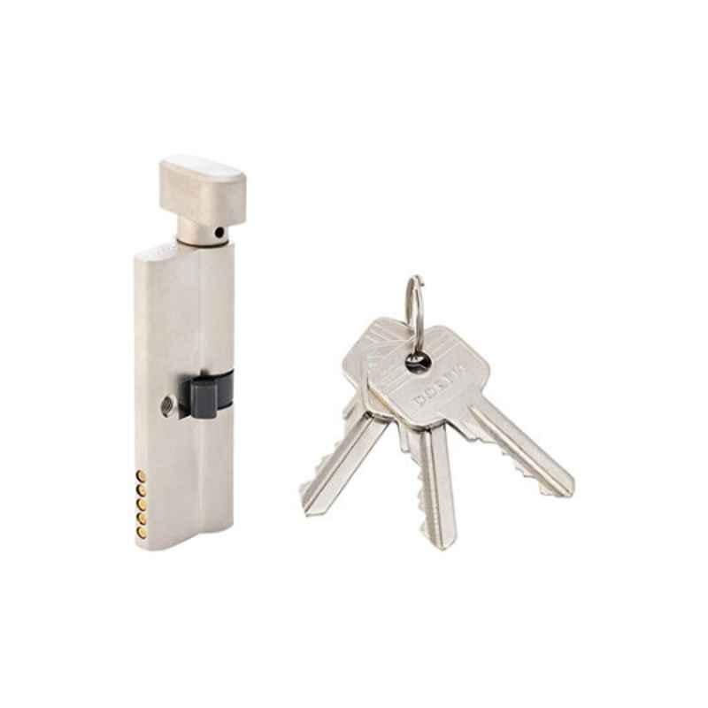 Dorfit 80mm Silver Turn Knob Cylinder Door Lock with Key, 80ESK_SN