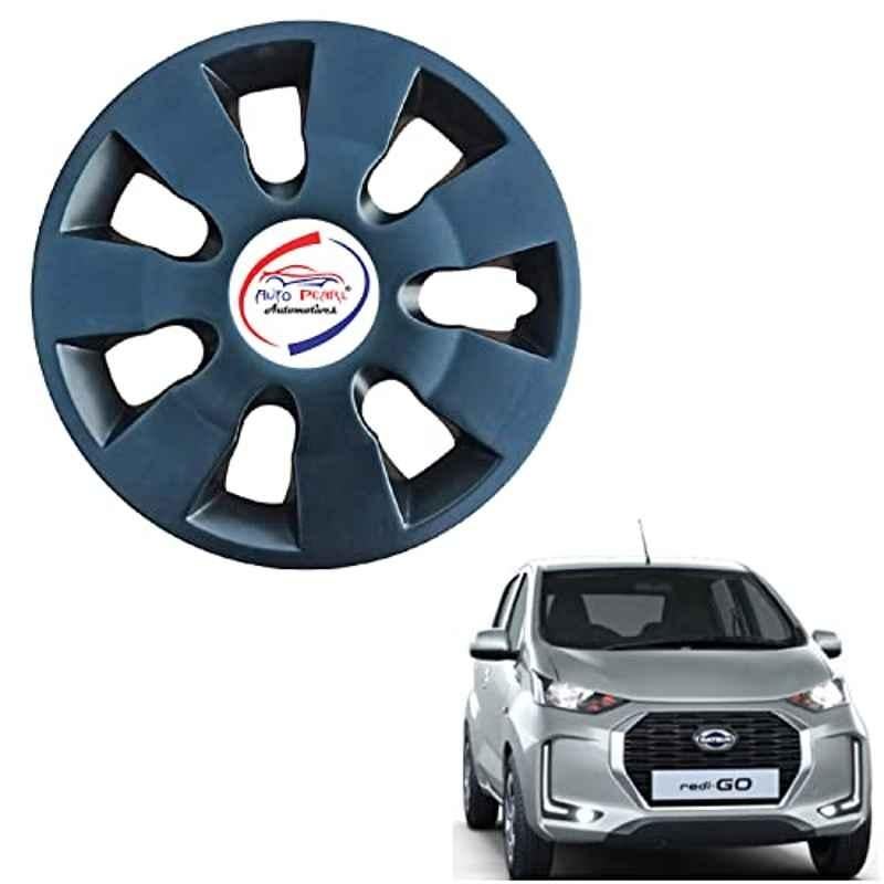Auto Pearl 4 Pcs 13 inch ABS Black wg 04 Hubcap Wheel Cover Set with Retention Ring for Datsun i Go