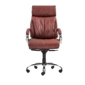 Master Labs Leather Adjustable Black Push Back Revolving Chair with Fixed Arms, MLF-183