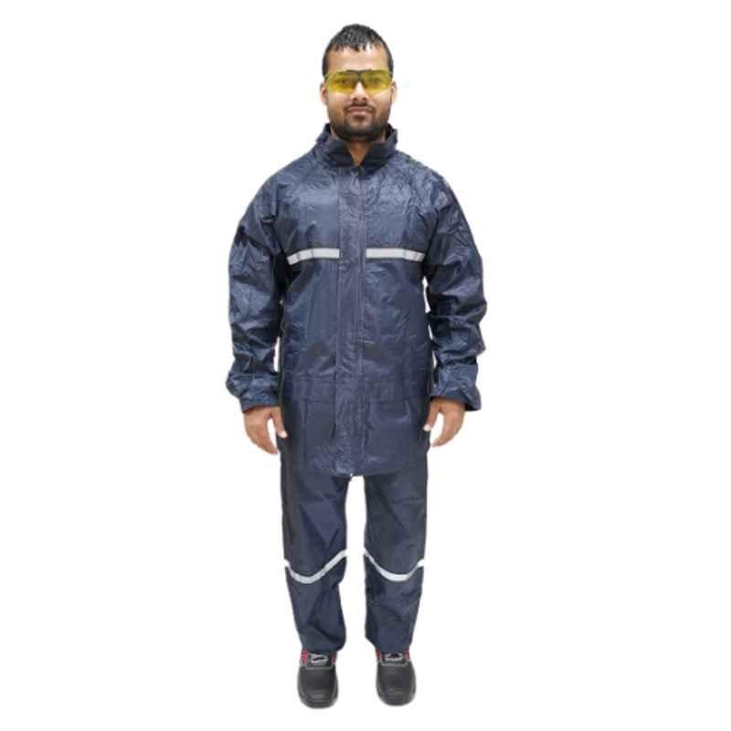 Workman Polyester & PVC Navy Blue Rain Suit, RC DW 04, Size: 2XL