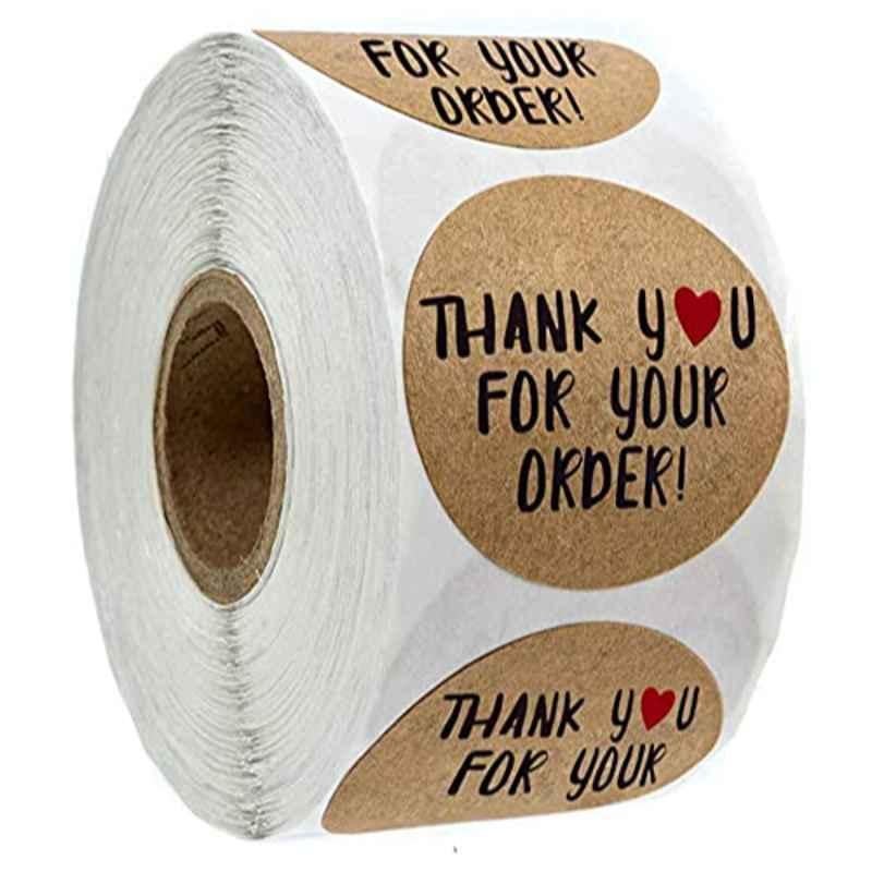 Rubik 500Pcs 2.5cm Paper Brown Label Sticker Roll, RBLBST500