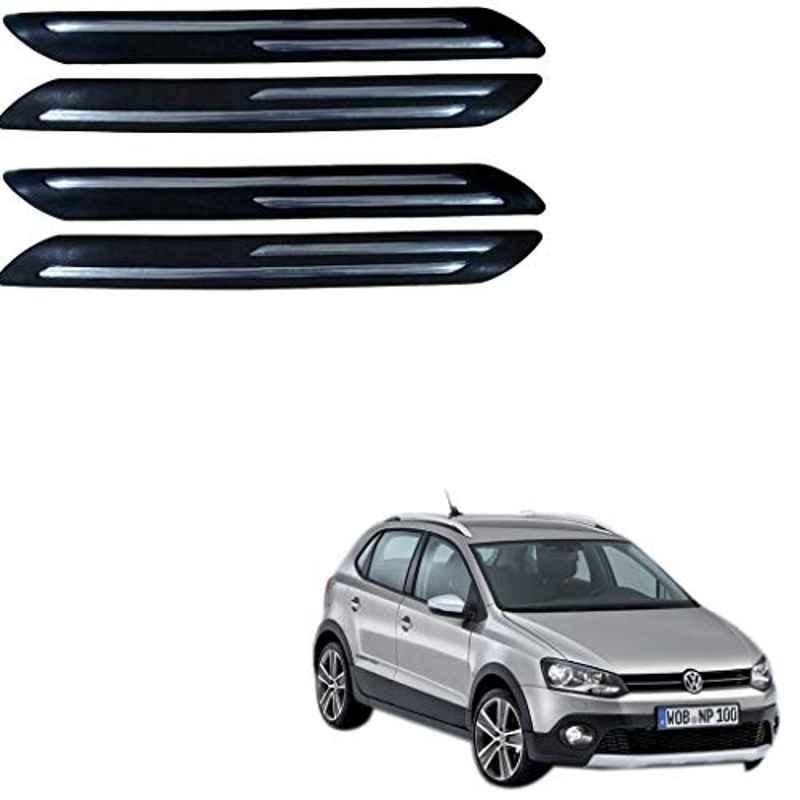 Kozdiko 4 Pcs Double Chrome Bumper Protector Black Set for Volkswagen Polo Cross