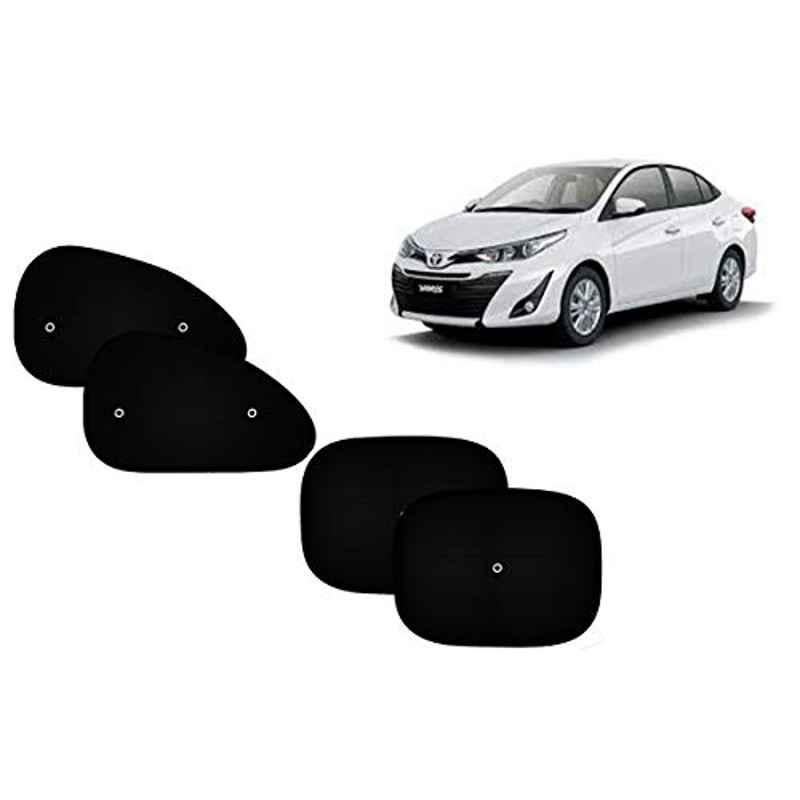 Auto Pearl 4 Pcs PVC & Mesh Black Window Side Sun Shade Set for Toyota Yaris, Curtain_Chipkoo_4_Yaris