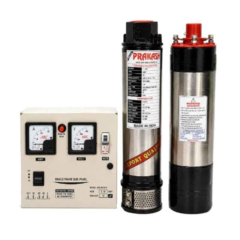 Balaji Prakash 1HP 10 Stage Single Phase Oil Filled Submersible Pump with Control Panel