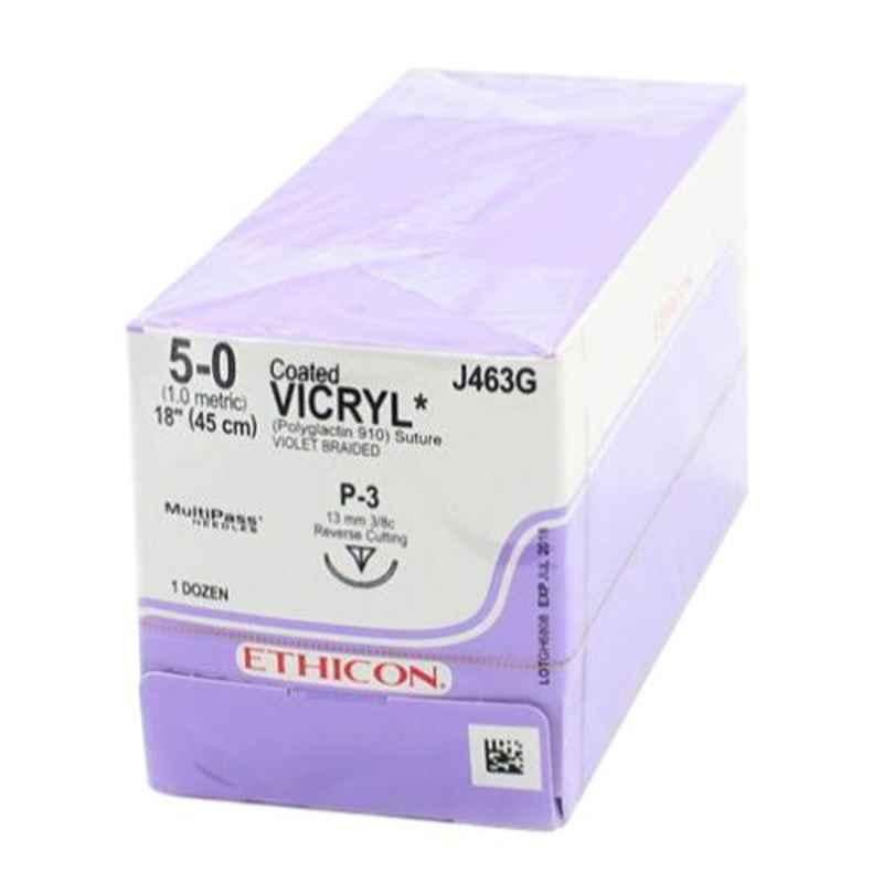 Ethicon NW2395 12 Pcs 5-0 Dyed Vicryl Polyglactin 910 Suture Box, Size: 70 cm