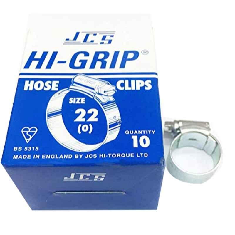 JCS HI-Grip 22mm Zinc Plated Hose Clips (Pack of 10)