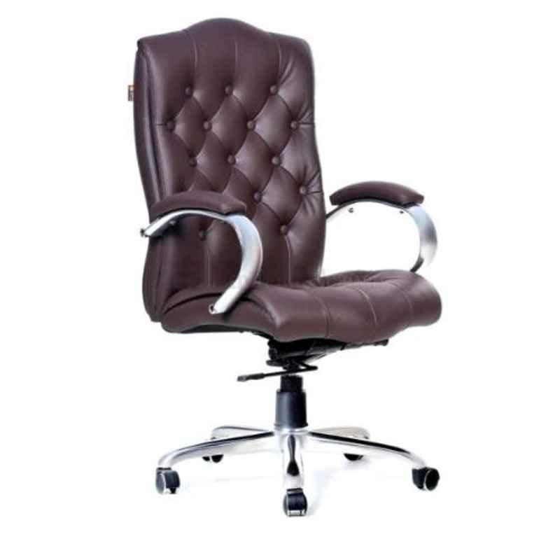 Modern India Leatherette Brown High Back Office Chair, MI289 (Pack of 2)