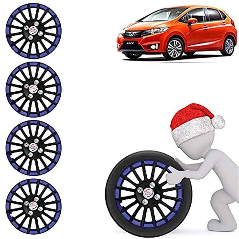 Auto Pearl 4 Pcs 15 inch ABS Black & Blue Car Wheel Cover Set for Honda Jazz 2015 S