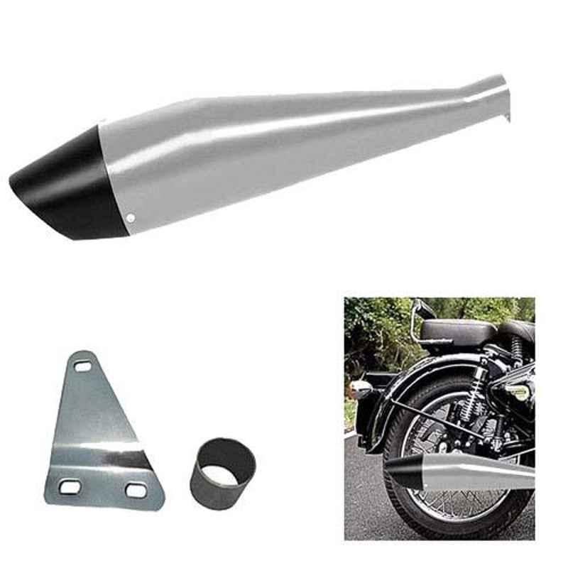 AllExtreme EX097 Chrome with Black Tail Black Tail Dolphin Silencer with Glasswool