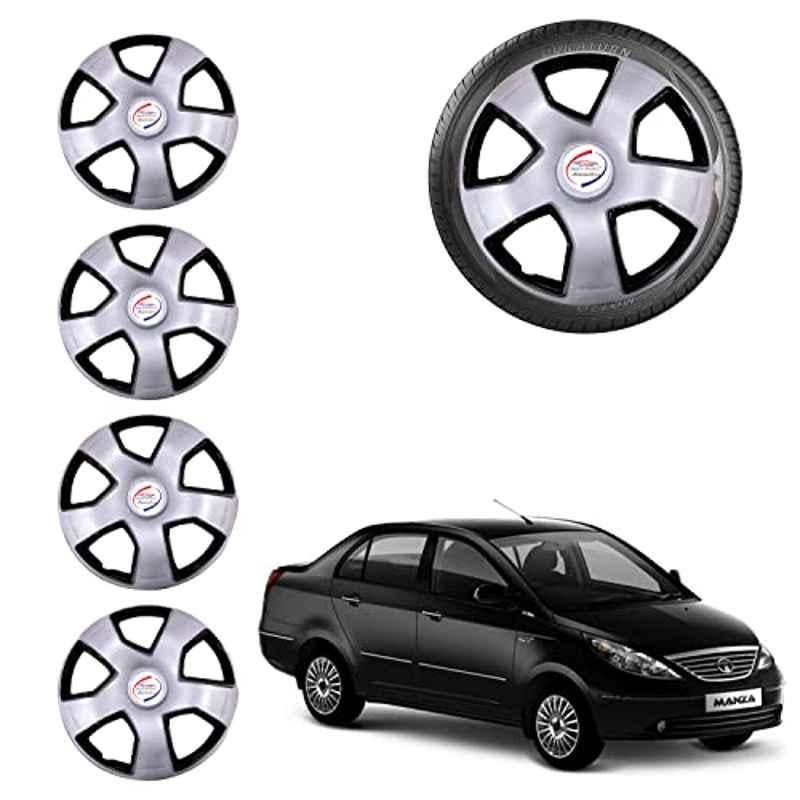 Auto Pearl 4 Pcs 15 inch ABS Grey Car Wheel Cover Set for TATA Manza