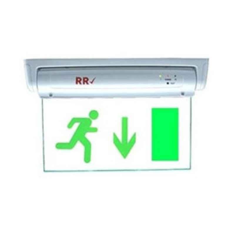 RR 230V Clear Green Exit Down Signin Light Board with Battery Backup