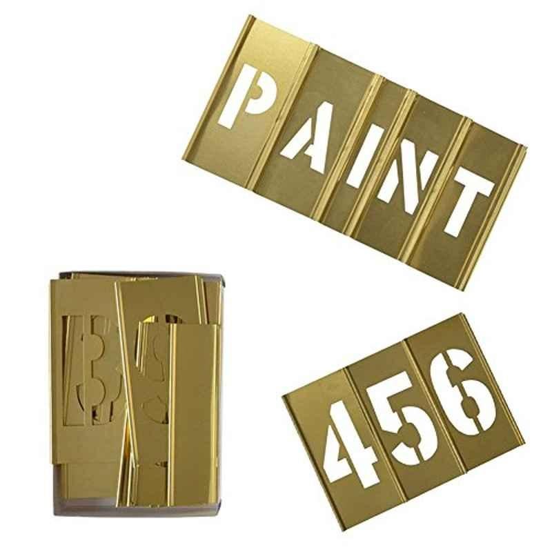 46pcs 1 inch Brass Yellow Interlocking Numbers and Letters Stencil Kit