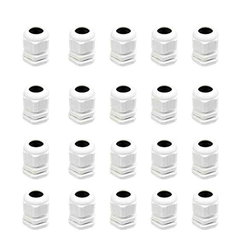 PG7 Nylon White Waterproof Adjustable Cable Glands Joints (Pack of 25)