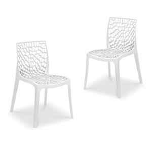 Maharaja Wave 43x79.5x49cm Plastic White Outdoor Chair without Arm Rest (Pack of 2)