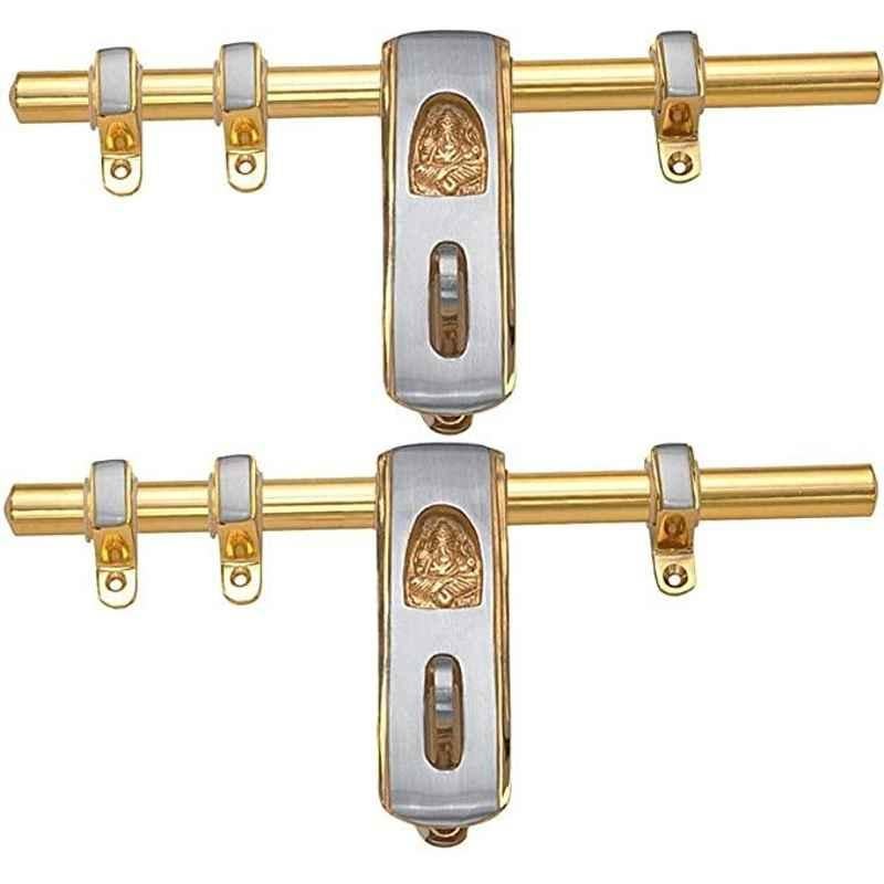 Smart Shophar 8 inch Brass Gold Silver Cave Ganesha Aldrop, SHA14AL-CAVE-GS08-P2 (Pack of 2)