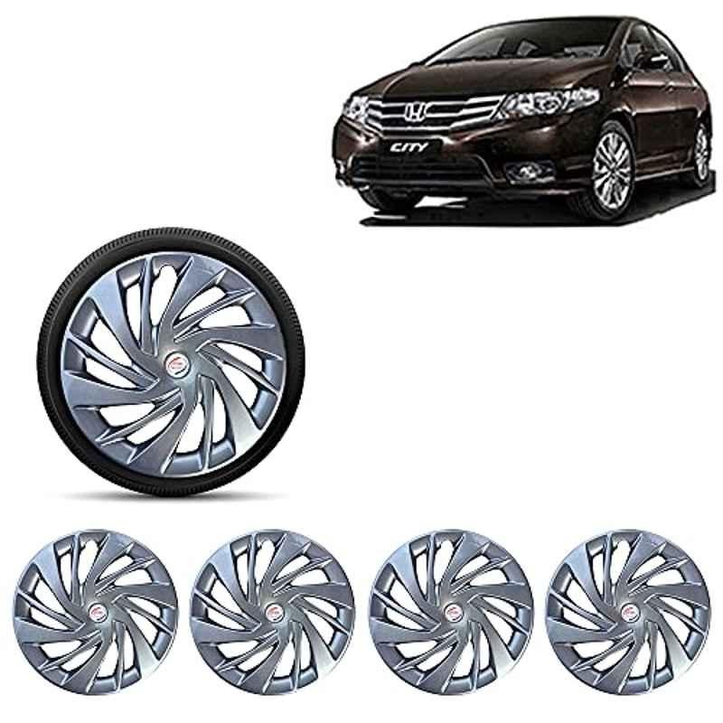 Auto Pearl 4 Pcs 15 inch ABS Silver Car Wheel Cover Set for Honda City Idtec