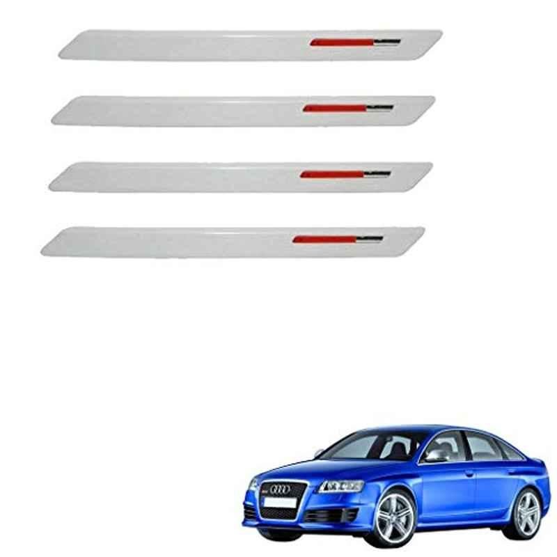 Kozdiko 4 Pcs White & Red Designer Car Bumper Protector Set for Audi RS 6